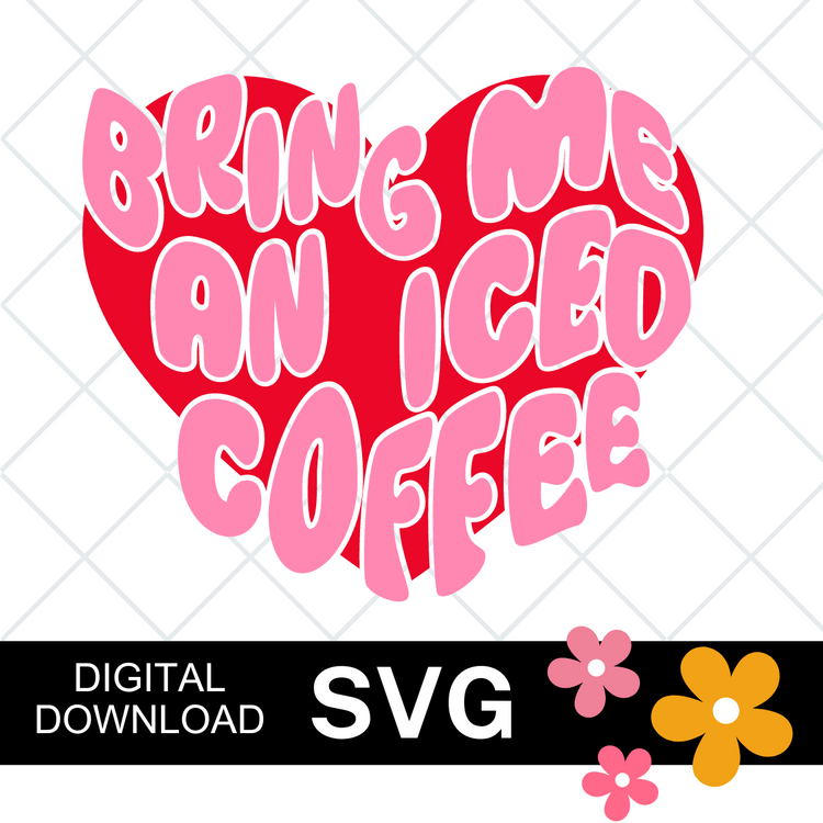Bring me an iced coffee heart SVG