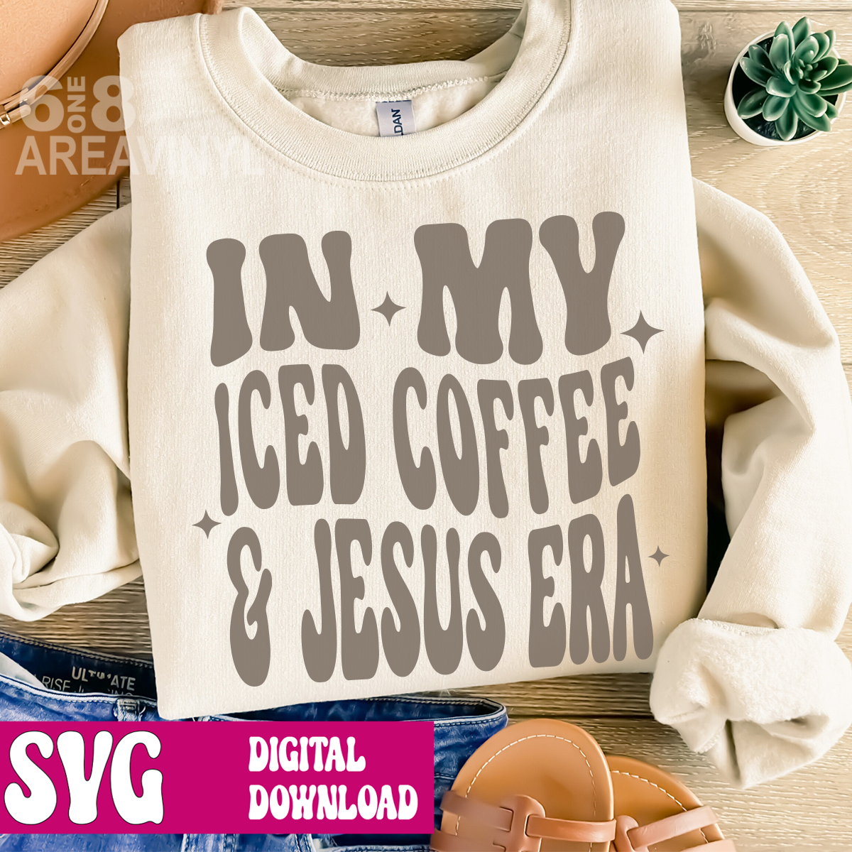 In my iced coffee & Jesus ERA SVG – 618 area vinyl