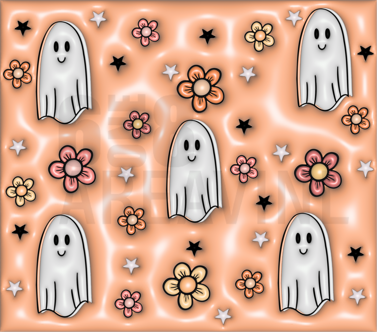 3D Puff tumbler wrap Cute flower ghost