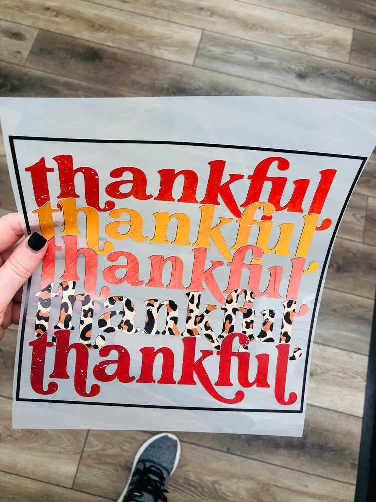 Multi color thankful HTV transfer