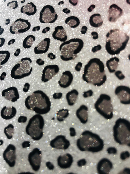 Adhesive pattern glitter snow leopard