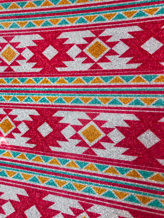 Adhesive pattern glitter pink & white tribal