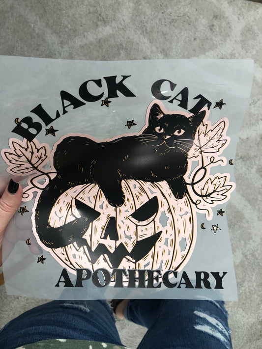 Black cat on pumpkin HTV transfer