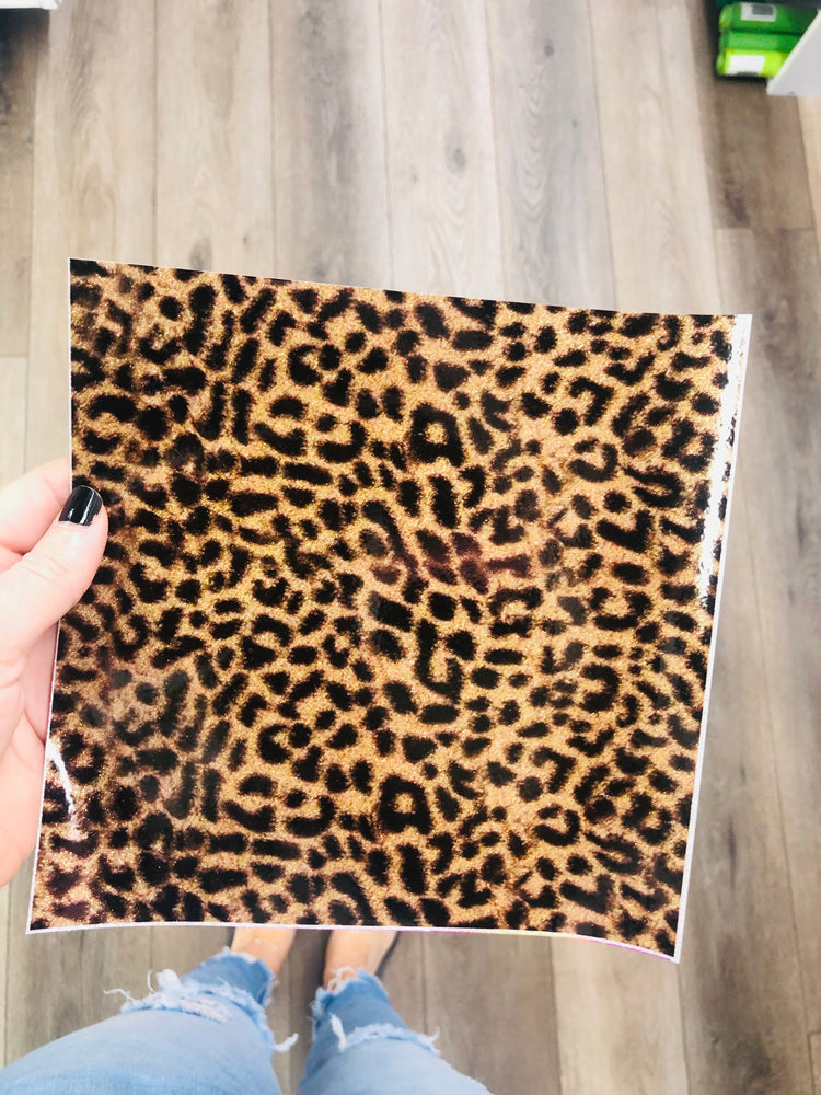 Adhesive pattern glitter lovely cheetah