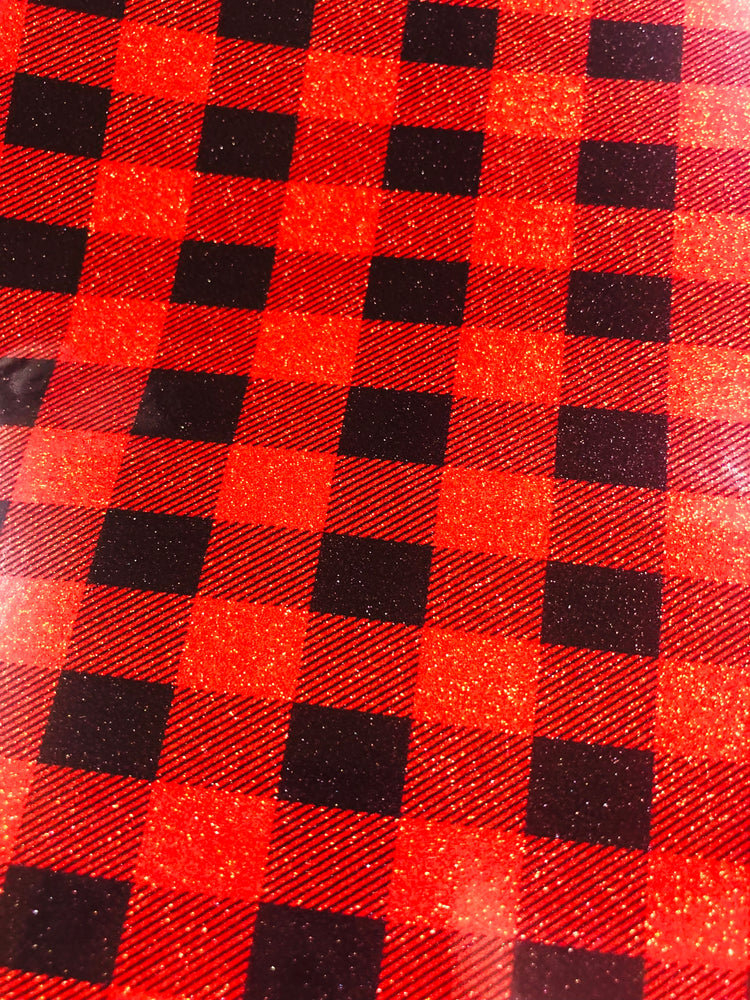 Adhesive pattern glitter red and black plaid