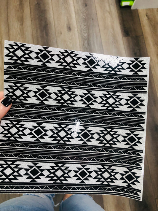Adhesive pattern glitter black & white tribal