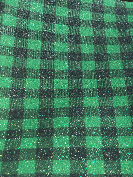 Green Plaid  glitter