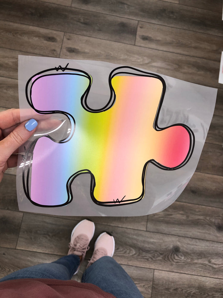 Large puzzle piece HTV transfer