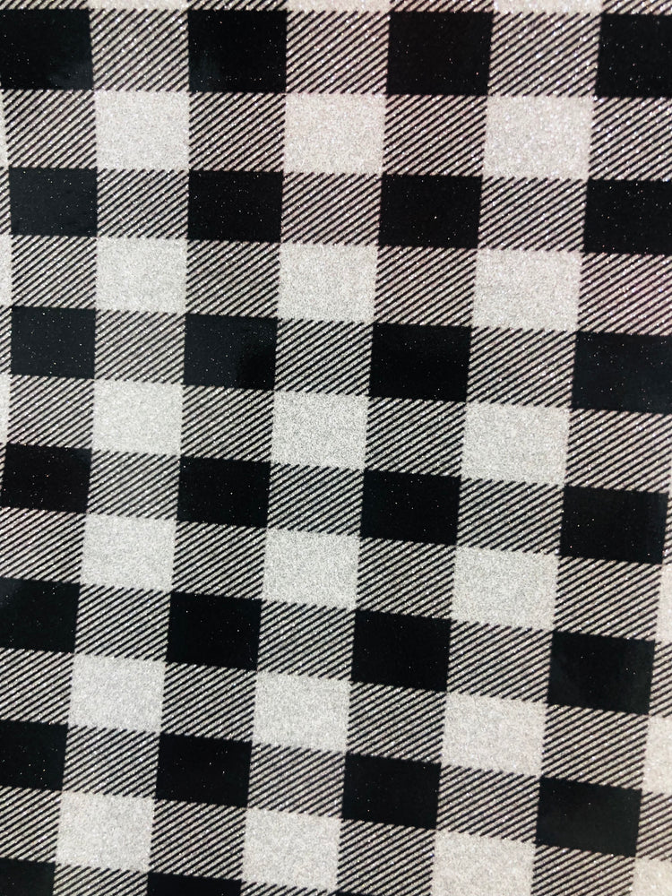 Adhesive pattern glitter white and black plaid