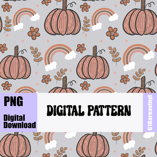 Digital download Pumpkins & Rainbows pattern PNG