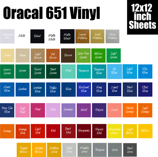 Oracal 651 vinyl 12 by 12 sheets