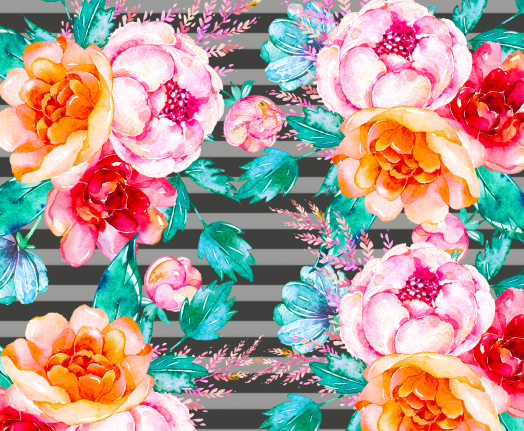 Preppy Gray Stripe Floral