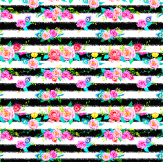 Summer Black stripe floral