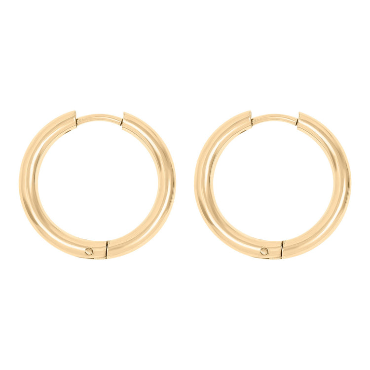 18K Gold PVD Stainless Steel Circle Huggie Hoop Earrings