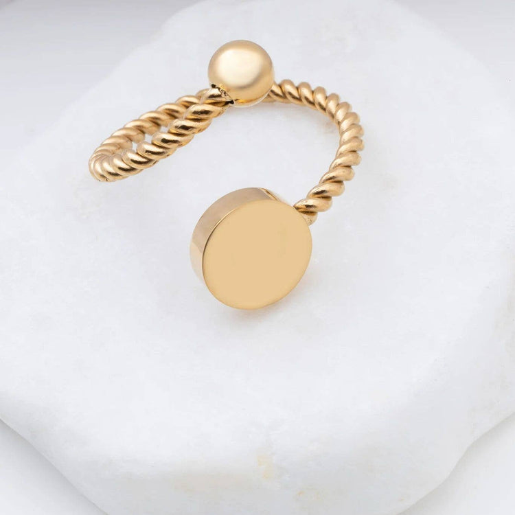 18K Gold PVD Stainless Steel Engraveable Adjustable Ring