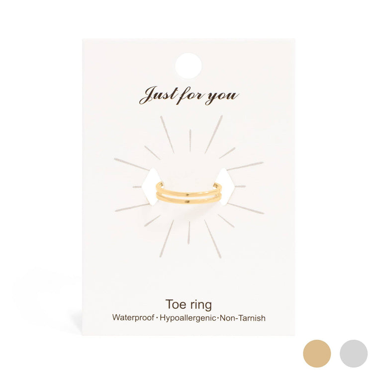 18K Gold PVD Stainless Steel Adjustable Double Bar Toe Ring
