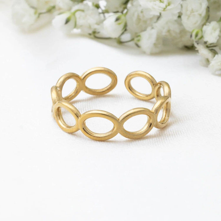 18k Gold PVD Stainless Steel Open Loop Adjustable Ring