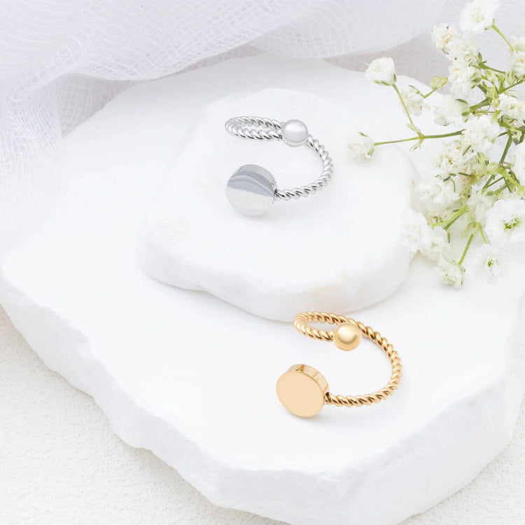 18K Gold PVD Stainless Steel Engraveable Adjustable Ring