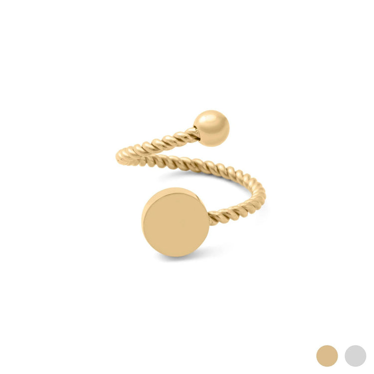 18K Gold PVD Stainless Steel Engraveable Adjustable Ring
