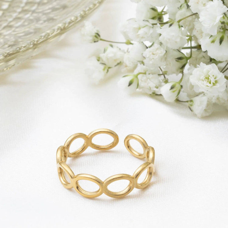 18k Gold PVD Stainless Steel Open Loop Adjustable Ring