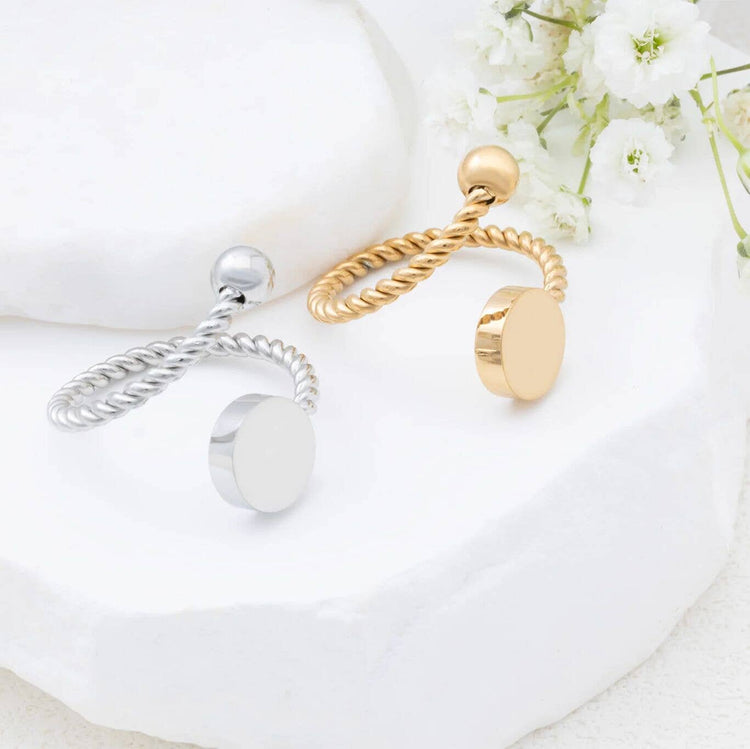 18K Gold PVD Stainless Steel Engraveable Adjustable Ring