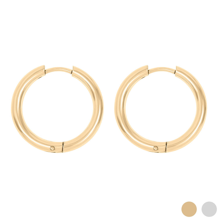 18K Gold PVD Stainless Steel Circle Huggie Hoop Earrings