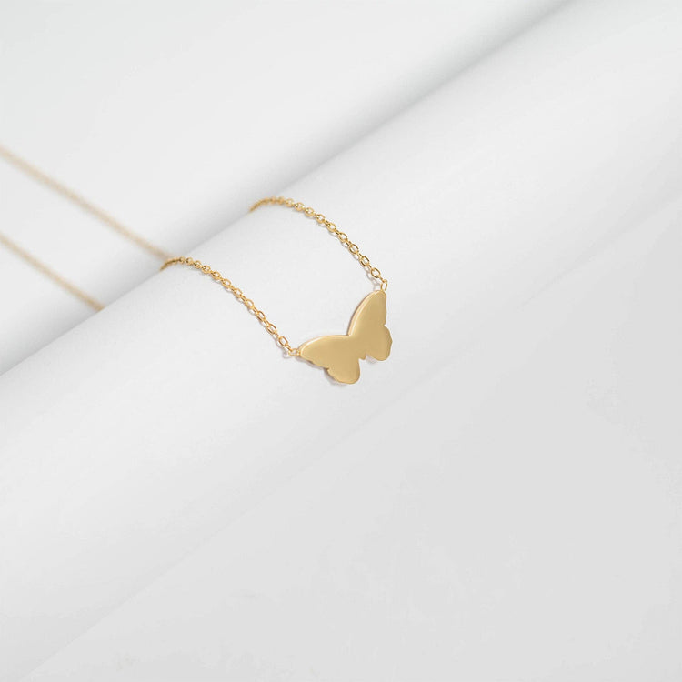 18K Gold PVD Stainless Steel Engravable Butterfly Necklace