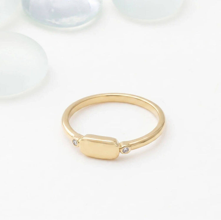 18K Gold PVD Stainless Steel Rounded Plaque Blank Stack Ring