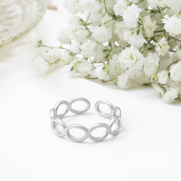 18k Gold PVD Stainless Steel Open Loop Adjustable Ring