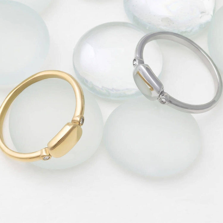 18K Gold PVD Stainless Steel Rounded Plaque Blank Stack Ring