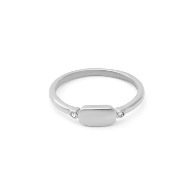 18K Gold PVD Stainless Steel Rounded Plaque Blank Stack Ring