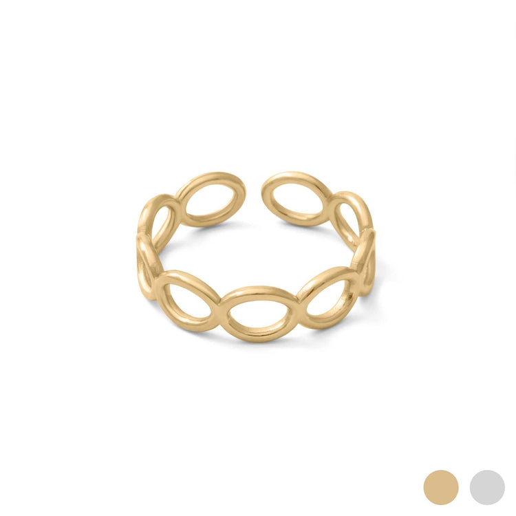18k Gold PVD Stainless Steel Open Loop Adjustable Ring