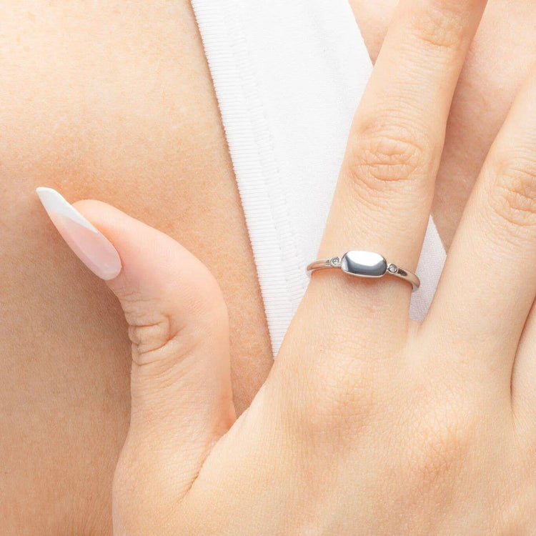 18K Gold PVD Stainless Steel Rounded Plaque Blank Stack Ring