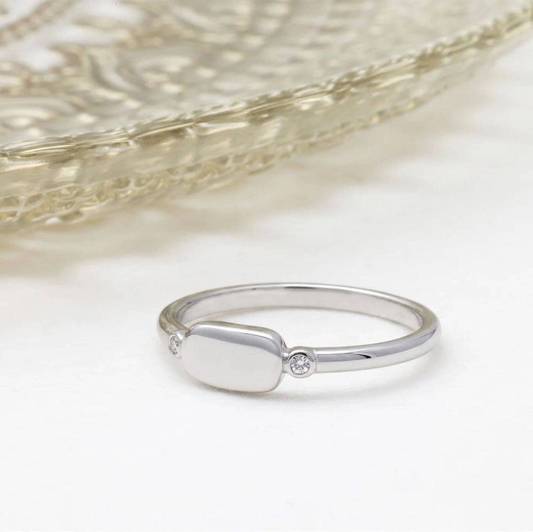 18K Gold PVD Stainless Steel Rounded Plaque Blank Stack Ring