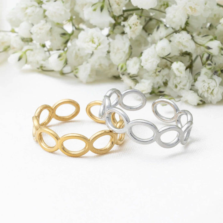 18k Gold PVD Stainless Steel Open Loop Adjustable Ring