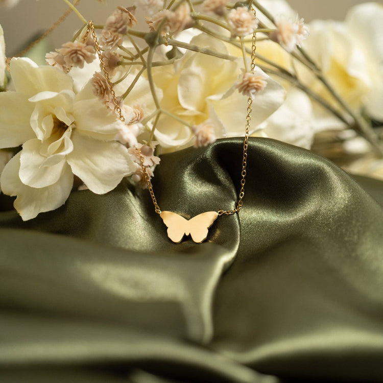 18K Gold PVD Stainless Steel Engravable Butterfly Necklace
