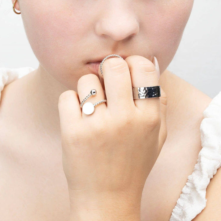 18K Gold PVD Stainless Steel Engraveable Adjustable Ring