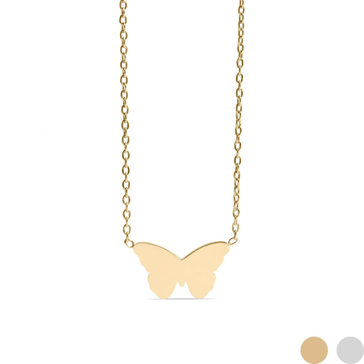 18K Gold PVD Stainless Steel Engravable Butterfly Necklace