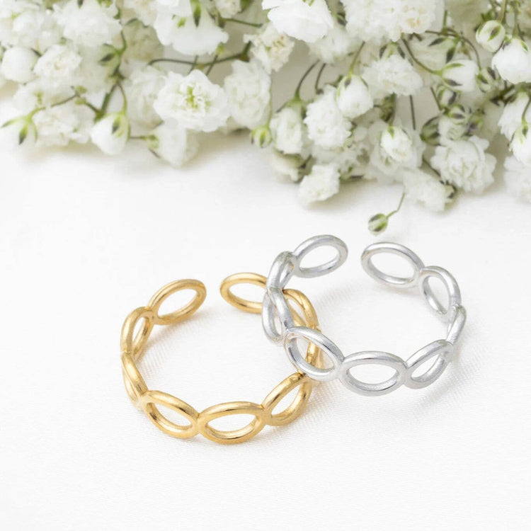 18k Gold PVD Stainless Steel Open Loop Adjustable Ring