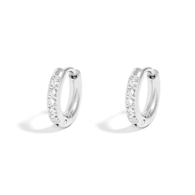18K Gold PVD Stainless Steel CZ Mini Huggie Earrings
