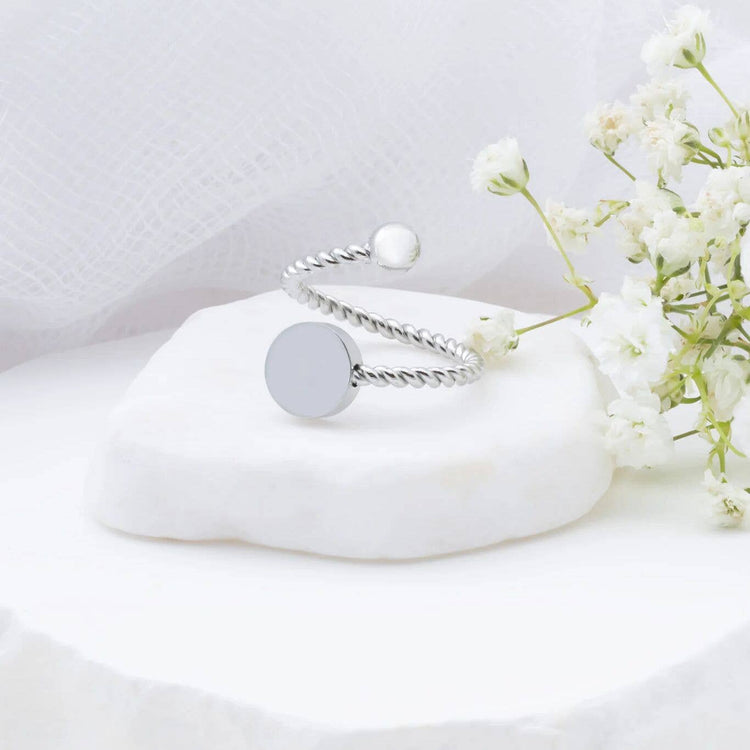 18K Gold PVD Stainless Steel Engraveable Adjustable Ring