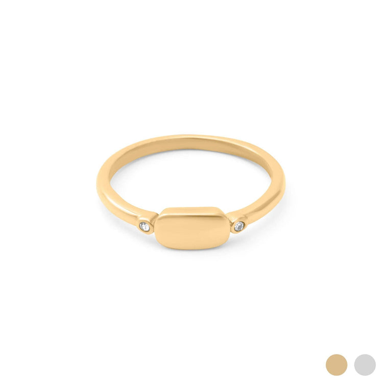 18K Gold PVD Stainless Steel Rounded Plaque Blank Stack Ring