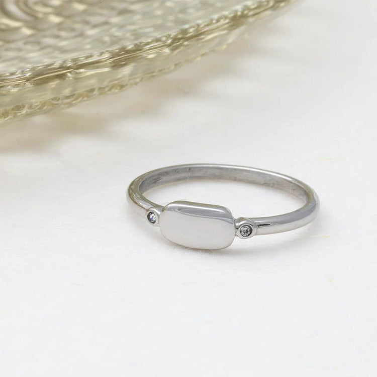 18K Gold PVD Stainless Steel Rounded Plaque Blank Stack Ring