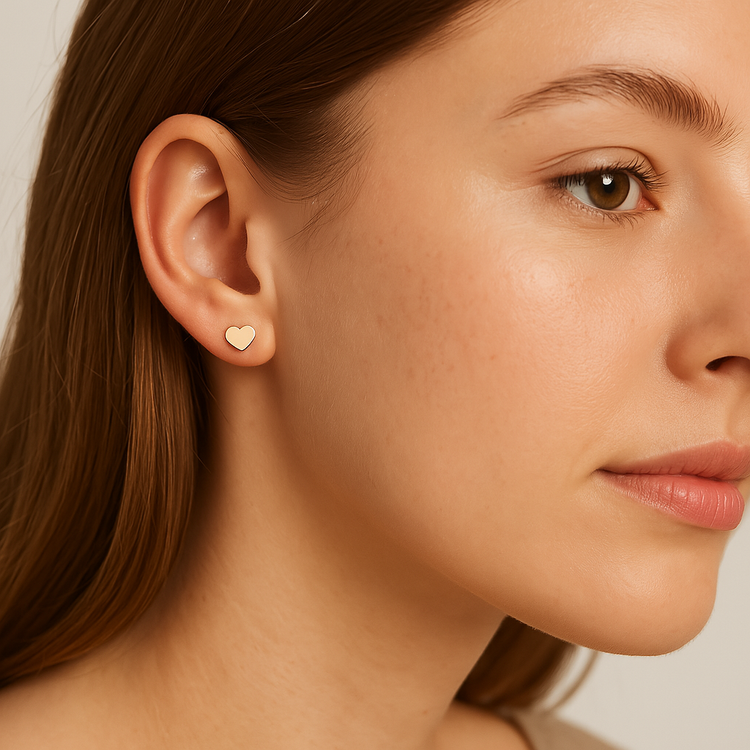 18K Gold PVD Stainless Steel Heart Stud Earrings