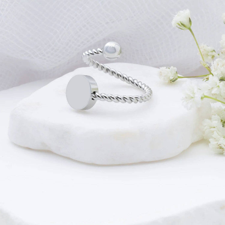 18K Gold PVD Stainless Steel Engraveable Adjustable Ring
