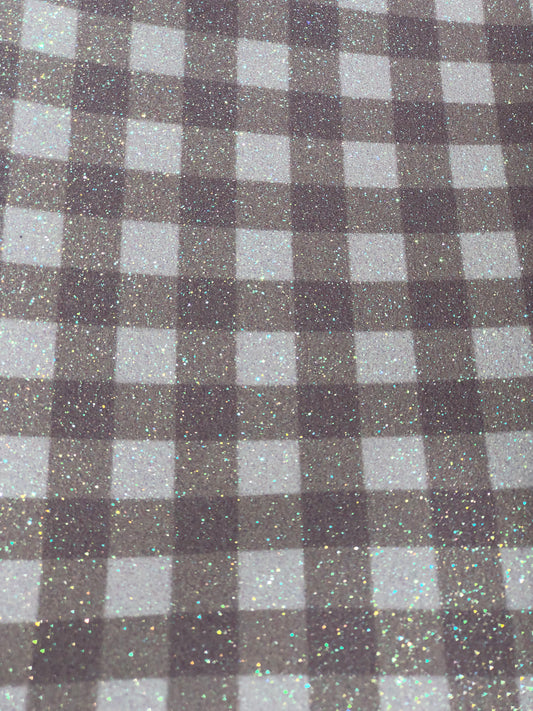 Plaid taupe glitter