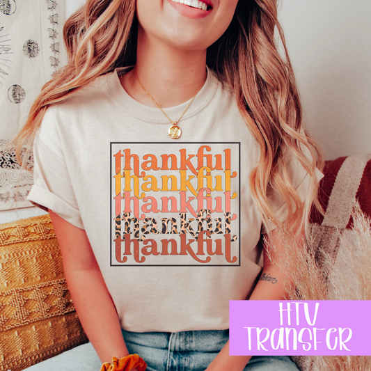 Multi color thankful HTV transfer