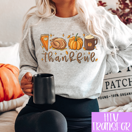 Thankful turkey pumpkin coffee HTV transfer