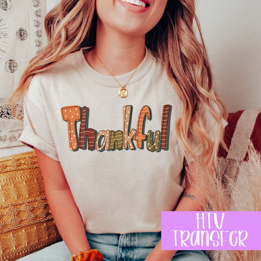 Colorful thankful HTV transfer